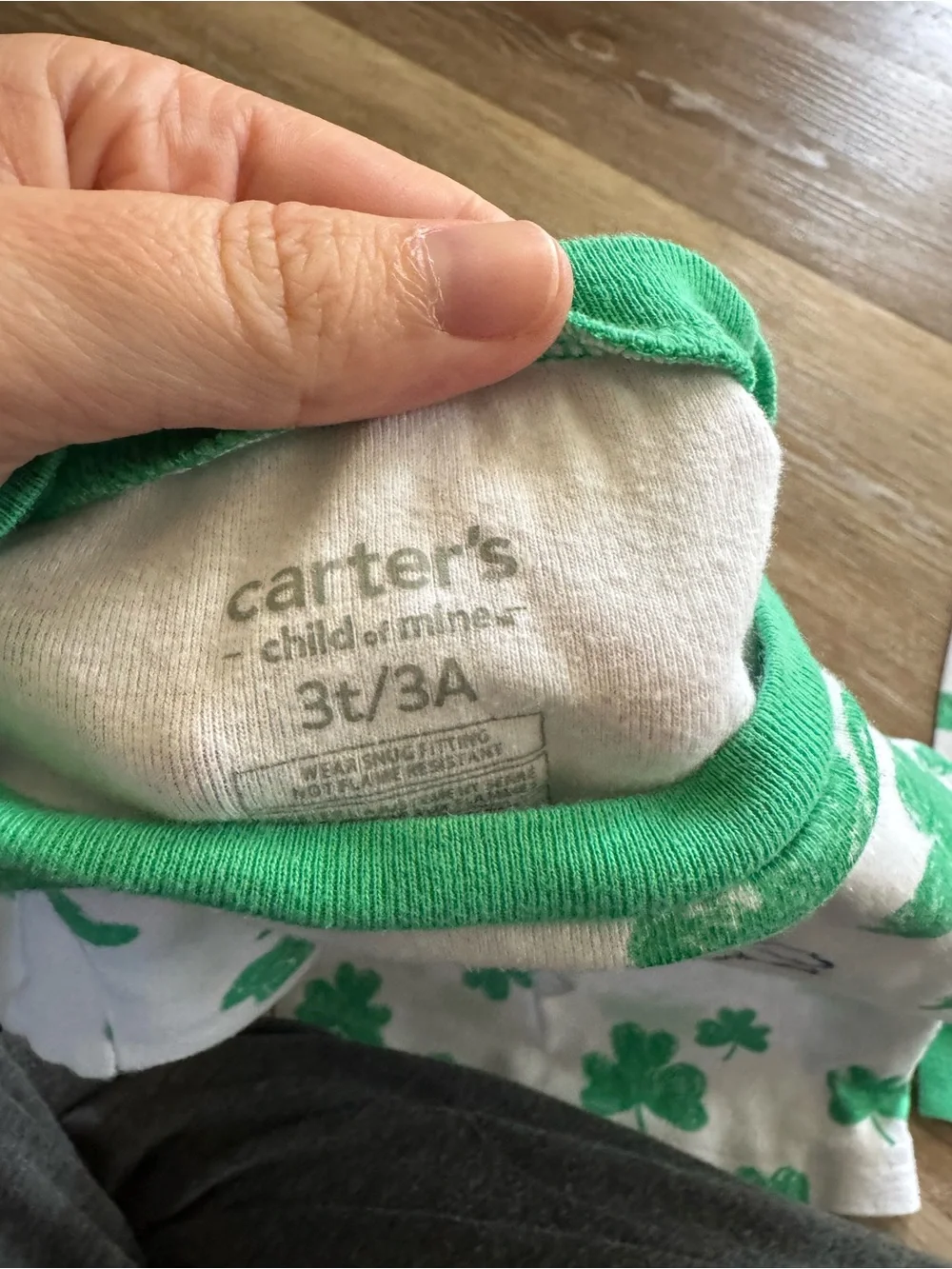 Carter's White and Green Shamrock Pajama Set